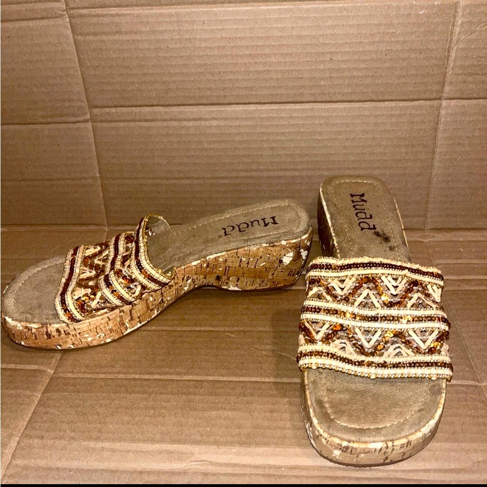 Vintage 90 Mudd Pazzy Wedge Sandals Brown